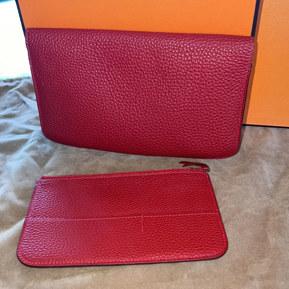 Hermes Dogon Duo Wallet Rouge Leather